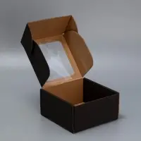 Коробка подарочная сборная с окном, упаковка, «Черный», 16 х 8 х 16 см Коробка подарочная сборная с окном, упаковка, «Черный», 16 х 8 х 16 см