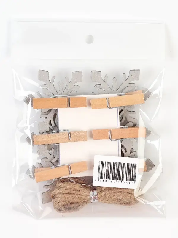 Набор декоративных прищепок "Новогодние снежинки" цвет серебро, набор 6 шт.