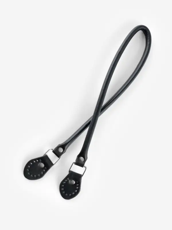 Ручка для сумки, 60&times;1 см, с пришивными петлями 3.5 см, цвет чёрный, серебряный