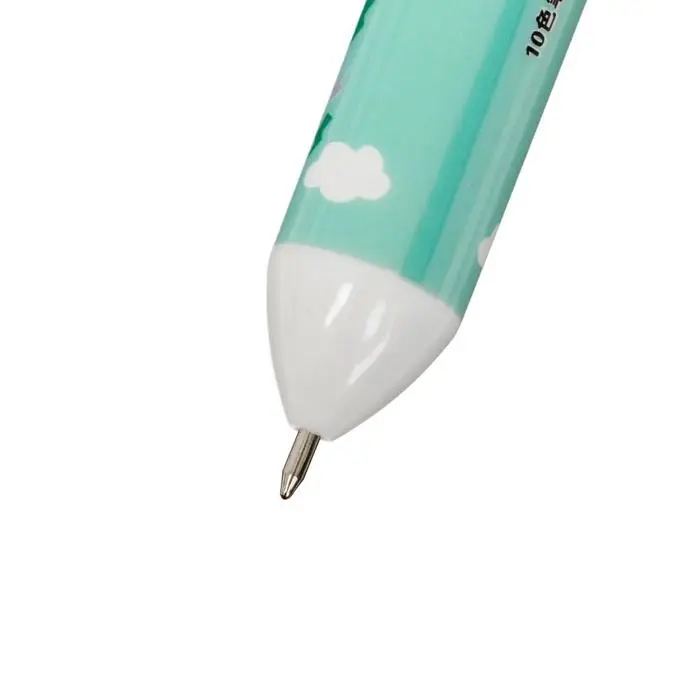 Ручка шариковая автоматическая 10-ти цветная, Ручка шариковая автоматическая 10-ти цветная, "Динозавр", цвет зеленый, в пакете