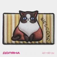 Коврик придверный Доляна &laquo;Котик&raquo;, ПВХ, 40&times;60 см