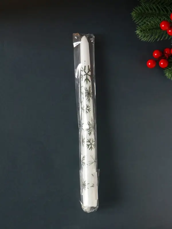 Свеча античная  "Снежинки" 255х22 мм, с декором