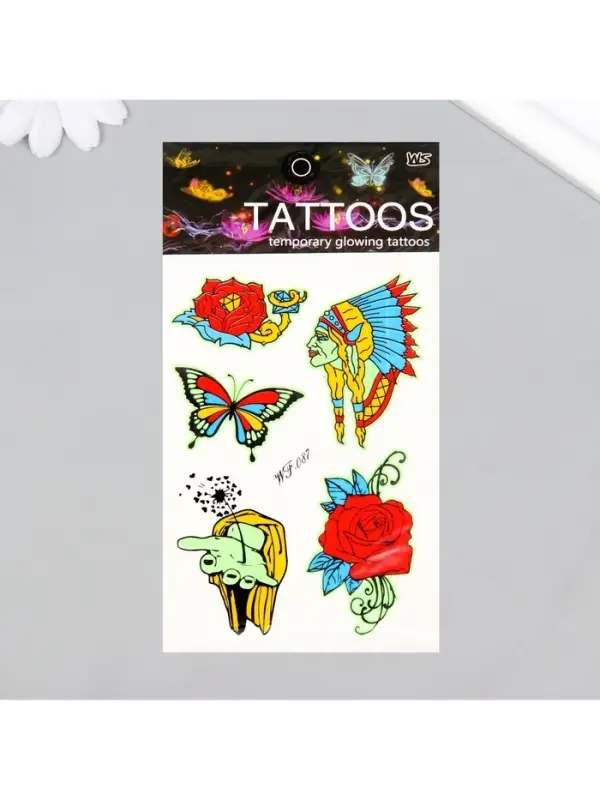 Переводные тату на тело светящиеся цветные «Этника», 14.3×7.5 см