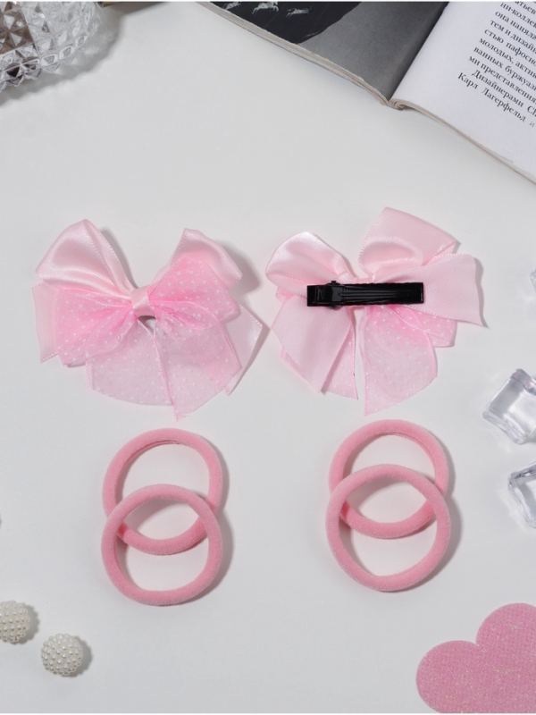 Набор для волос Набор для волос "Школьница галант" (4 резинки 3,5 см, 2 зажима 6 см) крапинка, розовый