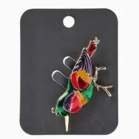 Брошь &laquo;Птица&raquo; синица, цветная в золоте