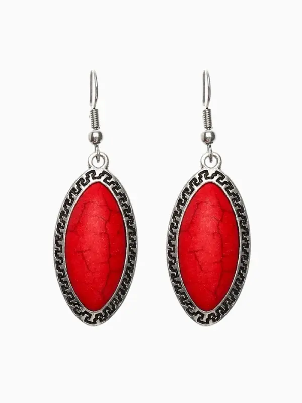 Серьги под натуральный камень &laquo;Натурель&raquo; эллипс, красные в чернёном серебре