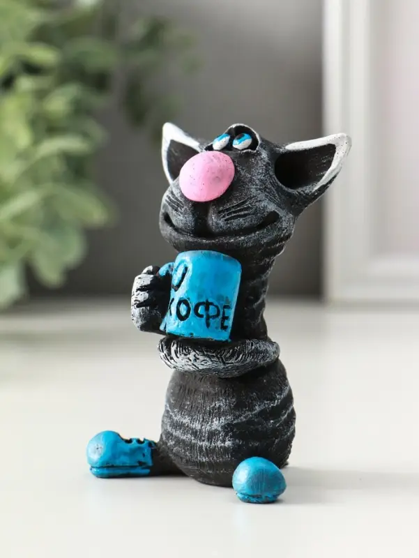 Фигурка полистоун &laquo;Кот с кружкой&raquo;, 8 см