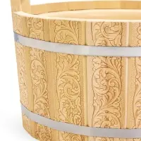 Шайка - таз для бани и сауны &laquo;Русский узор&raquo;, 12 л, деревянная, пластиковая вставка, &laquo;Добропаровъ&raquo;