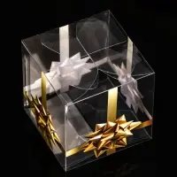 Складная прозрачная коробка из PVC, для упаковки подарков, «Золотой бантик», 7×7×7 см