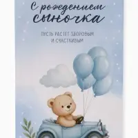 Открытка поздравительная с карманом для денег &laquo;С рождением сыночка&raquo;, 19&times;29 см