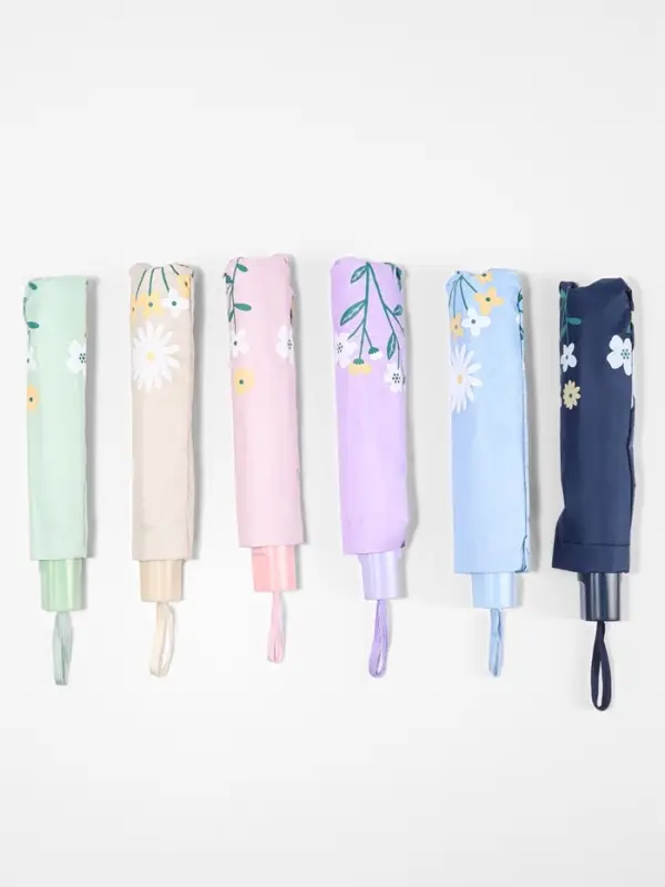 Зонт механический &laquo;Полевые цветочки&raquo;, 10 спиц, 4 сложения, R=51/60 см, d=102 см, МИКС