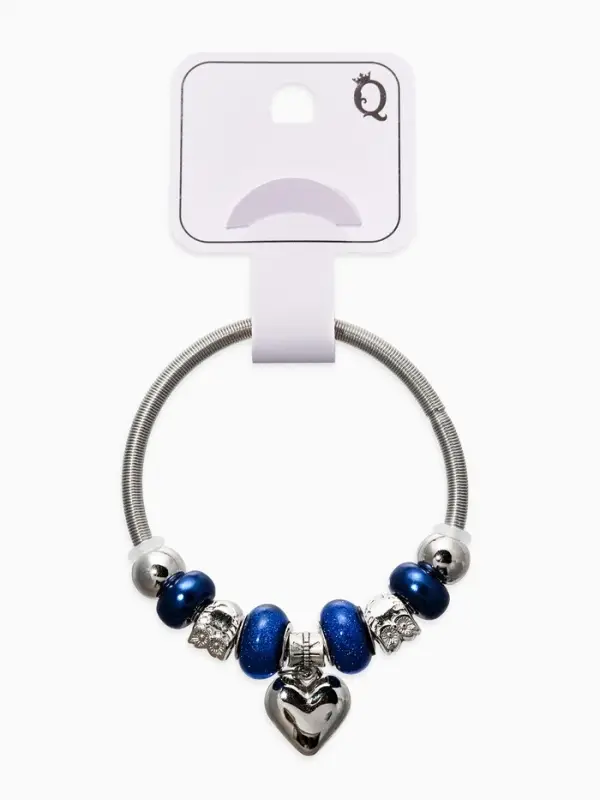 Браслет с шармами &laquo;Ассорти. Сердце&raquo;, d=6.5 см, синий в серебре