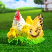 Садовая фигура из гипса &laquo;Курица наседка с цыплятами&raquo;, 27&times;20&times;21 см