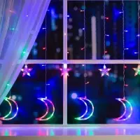 Гирлянда &laquo;Бахрома&raquo; 2.7&times;0.9 м с насадками &laquo;Месяц&raquo;, IP20, прозрачная нить, 138 LED, свечение мульти, 8 режимов, 220 В