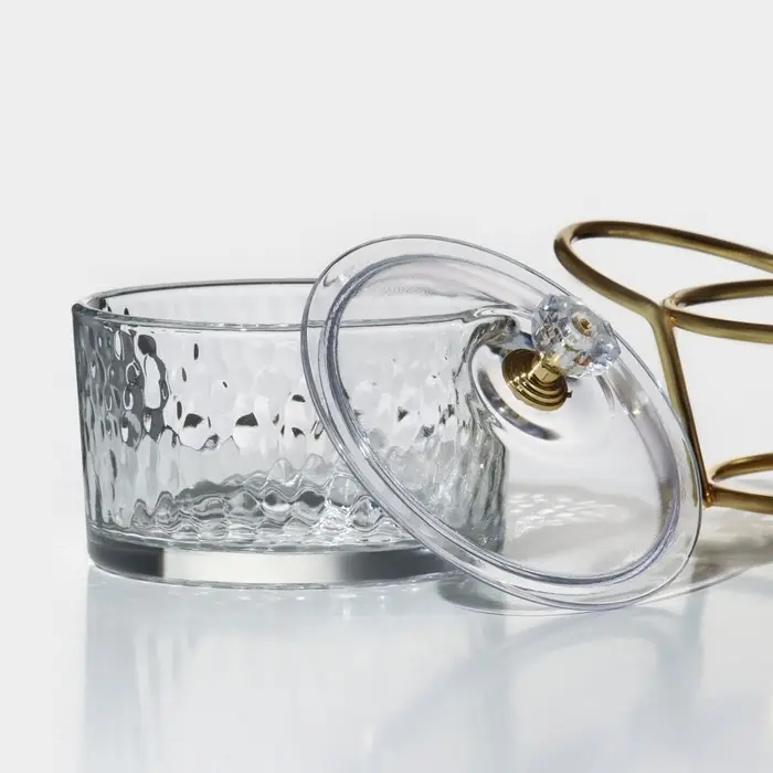 Набор стеклянных конфетниц «Богема», на подставке 24×9,5×8,5 см, 2 шт, цвет металла золотой