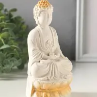 Фигурка гипс &laquo;Будда&raquo;, 15&times;9&times;6 см, белая с позолотой