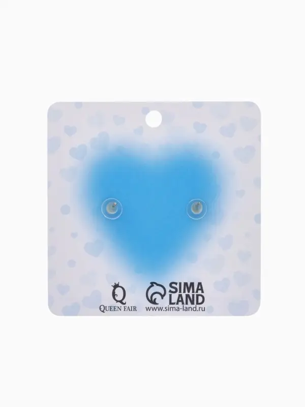 Серьги с эмалью &laquo;Сердце&raquo;, мультик, синие в золоте