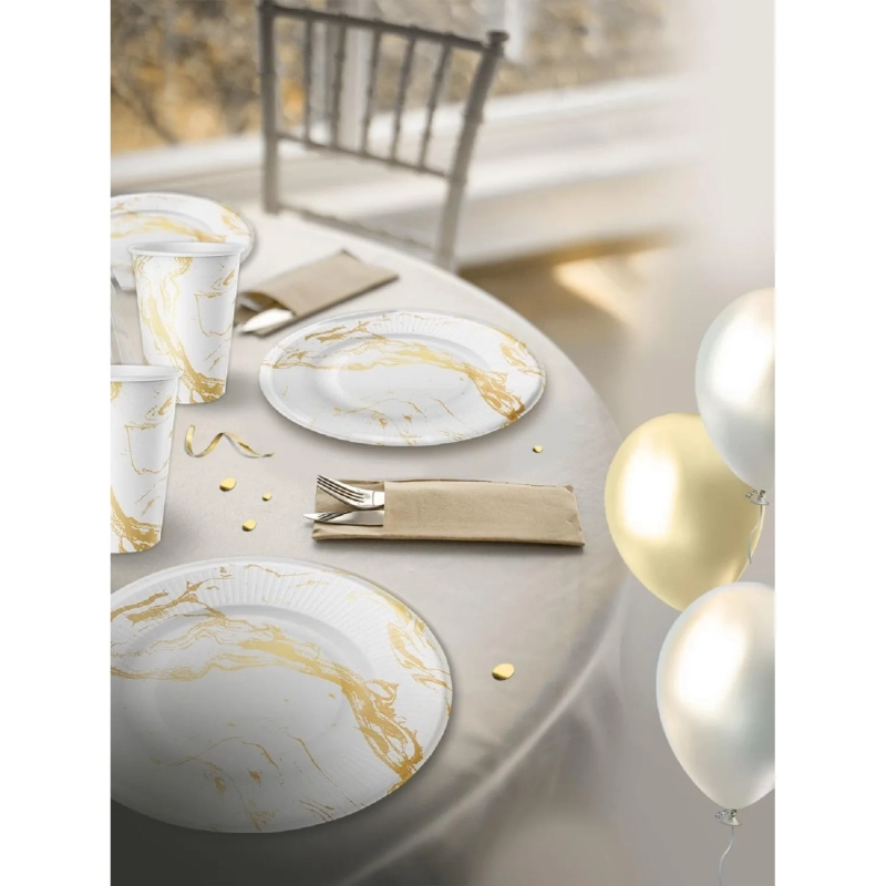 Набор тарелок (d=23 см) Белый мрамор, 6 шт., 30000873