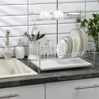 Сушилка для посуды с поддоном 2-х ярусная, настольно-настенная, 39.5&times;25&times;38 см, хром