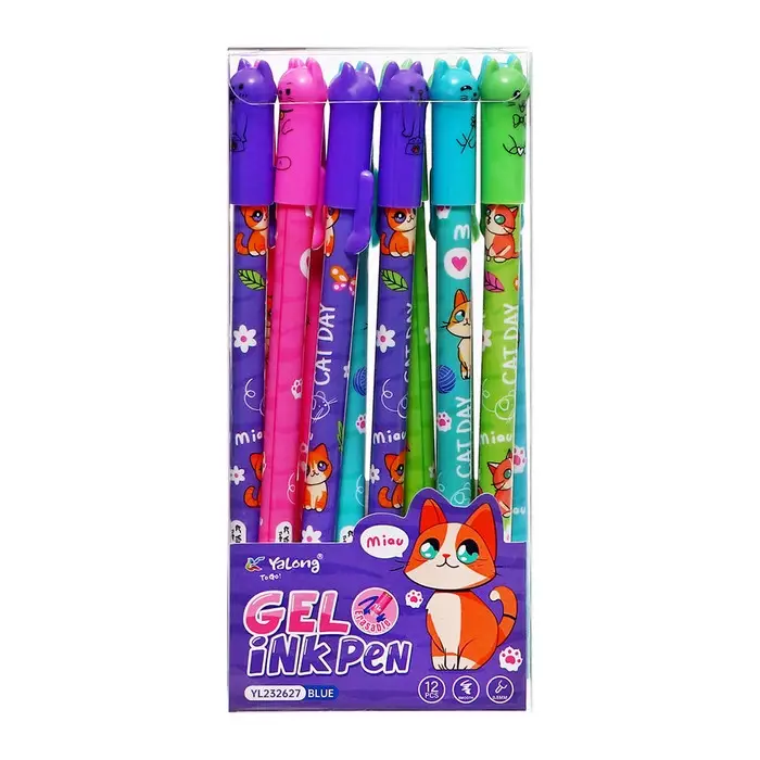 Ручка гелевая СТИРАЕМЫЕ ЧЕРНИЛА, стержень синий, 0.5 мм, корпус Котик МИКС Ручка гелевая СТИРАЕМЫЕ ЧЕРНИЛА, стержень синий, 0.5 мм, корпус Котик МИКС