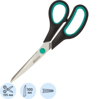 Ножницы Attache 195 мм с пласт.прорезин.ручками,цвет бирюзовый/черный