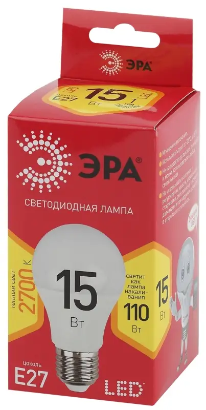 Лампа светодиодная LED 15 Вт 1200Лм 2700К груша теплый E27 220-240В LED A60-15W-827-E27 Red Line