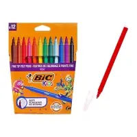 Фломастеры 12 цветов BIC Kids Visa, детские, смываемые, тонкое письмо