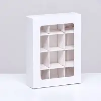 Коробка для 12 конфет, 11.5&times;8.7&times;2.5 см, Тонкие разделители, белый