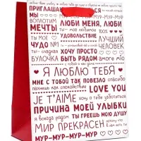 Пакет подарочный вертикальный &laquo;Признания в любви&raquo;, 18&times;23&times;10 см