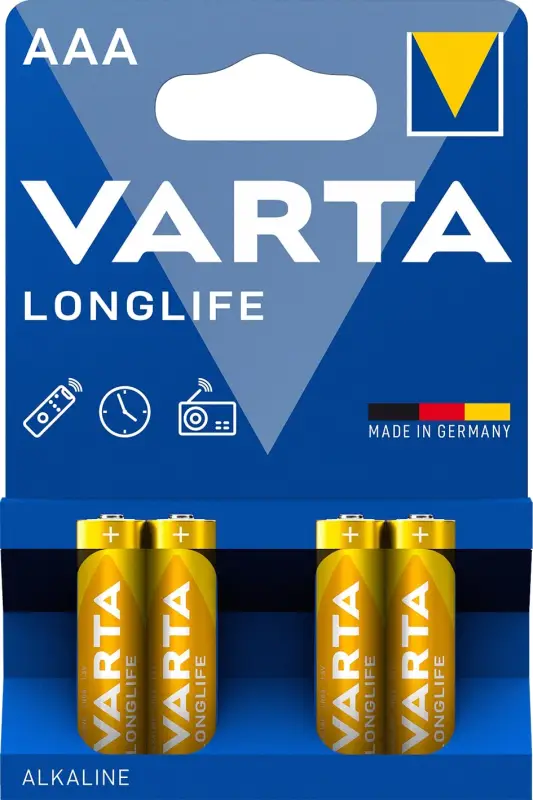 Батарейка Varta LONGLIFE LR03 AAA BL4 Alkaline 1.5V (4103) (4/40/200) Батарейка Varta LONGLIFE LR03 AAA BL4 Alkaline 1.5V (4103) (4/40/200)