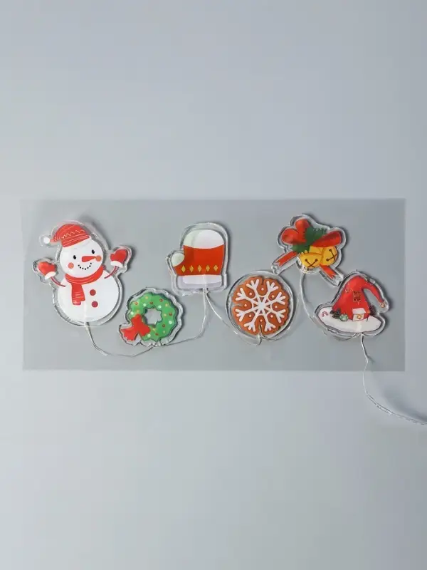 Светодиодная наклейка на окна  Светодиодная наклейка на окна "Новогодние забавы " 0.5 м, 6 LED, CR2032x2, Т/БЕЛЫЙ