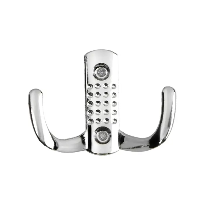 Крючок мебельный ТУНДРА TKD011, двухрожковый, хром, 4 шт