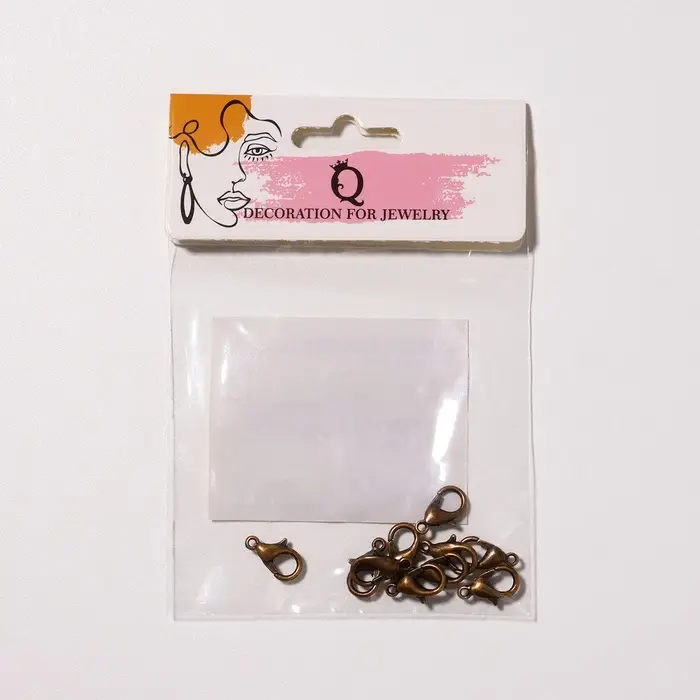 Замок карабин СМ-536, (набор 10 шт.), 12×7 мм, цвет чернёной медный