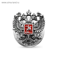 Значок «Герб РФ» малый, посеребрение с оксидированием
