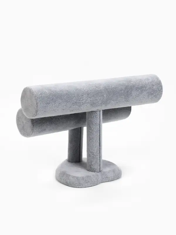 Подставка для часов, браслетов &laquo;QF. Флок&raquo;, двухуровневая, сердце, 26&times;11&times;18 см, d=5 см, серая