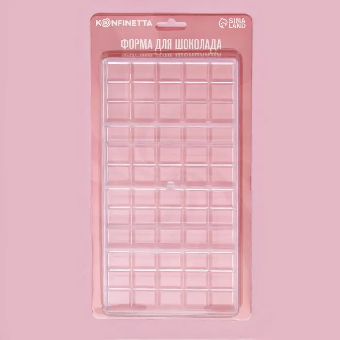 Форма для шоколада KONFINETTA &laquo;Плитка&raquo;, 27&times;13.5&times;2.5 см, 4 ячейки, пластик, прозрачная