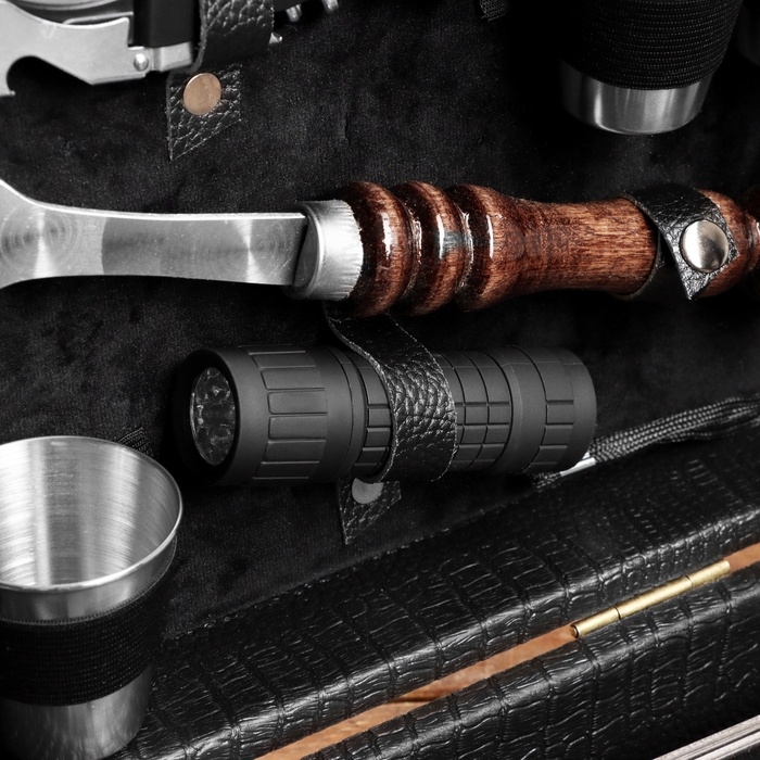 Набор с шампурами подарочный  Набор с шампурами подарочный "Тигр" №25, в кейсе из эко-кожи