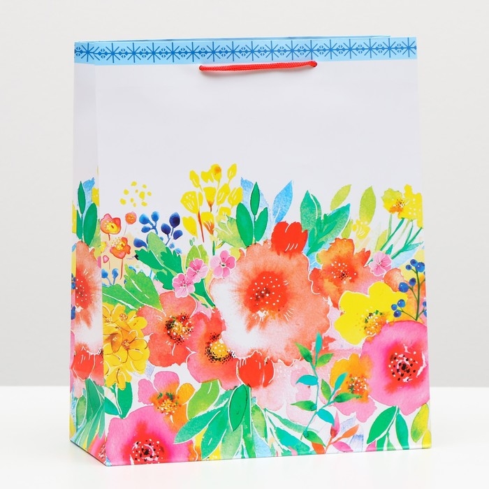 Пакет подарочный "Поле ярких красок" 26 х 32 х 12 см