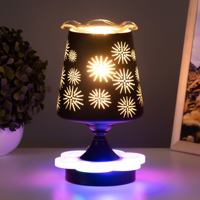 Аромалампа с подсветкой  Аромалампа с подсветкой "Круги" E27 40Вт +RGB черный 12,5х12,5х23 см RISALUX