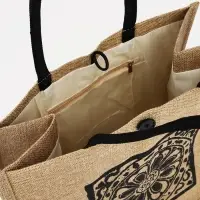 Сумка - шоппер, на пуговице, 34&times;17&times;30 см, с принтом, бежевая