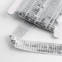 Лента декоративная с квадратными пайетками, 2.5 см, 9&plusmn;0.5 м, цвет серебряный