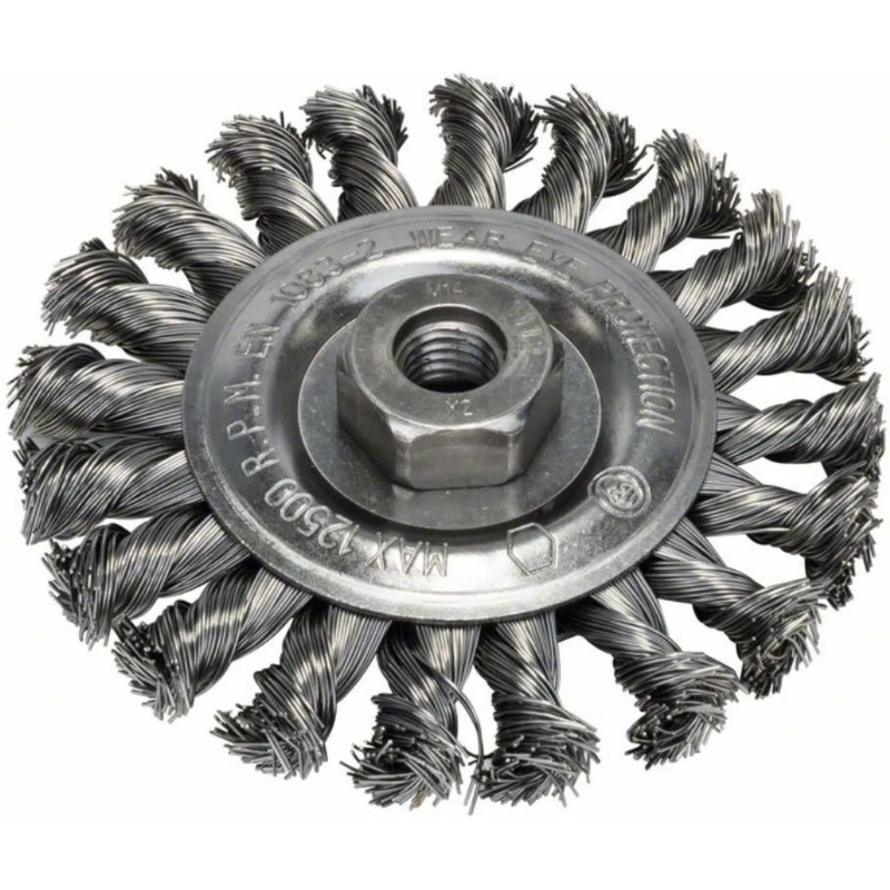 Корщетка для УШМ BOSCH 115мм, M14, дисковая, плоская, витая (2609256512)