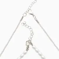 Колье жемчужное "Рис" 2 нити, 45см, цвет белый в серебре