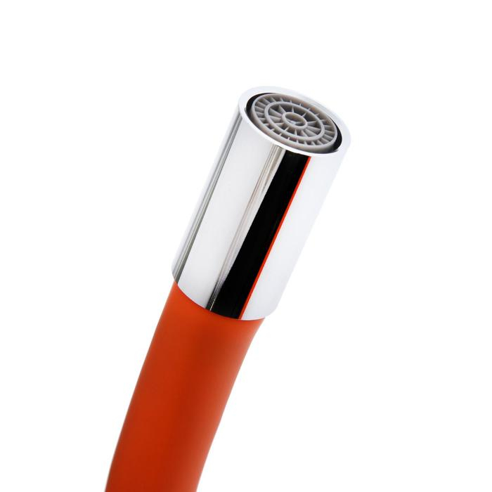 Смеситель для кухни ZEIN Z2107, двухвентильный, силиконовый излив, оранжевый/хром Смеситель для кухни ZEIN Z2107, двухвентильный, силиконовый излив, оранжевый/хром