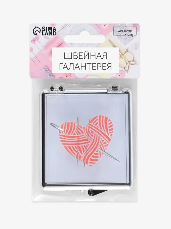 Игольница магнитная &laquo;Сердце&raquo;,7&times;8 см, чёрная