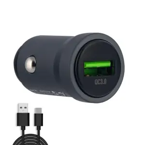 Автомобильное зарядное устройство с кабелем USB на Type-C USB QC3.0 Z62 Hoco серый