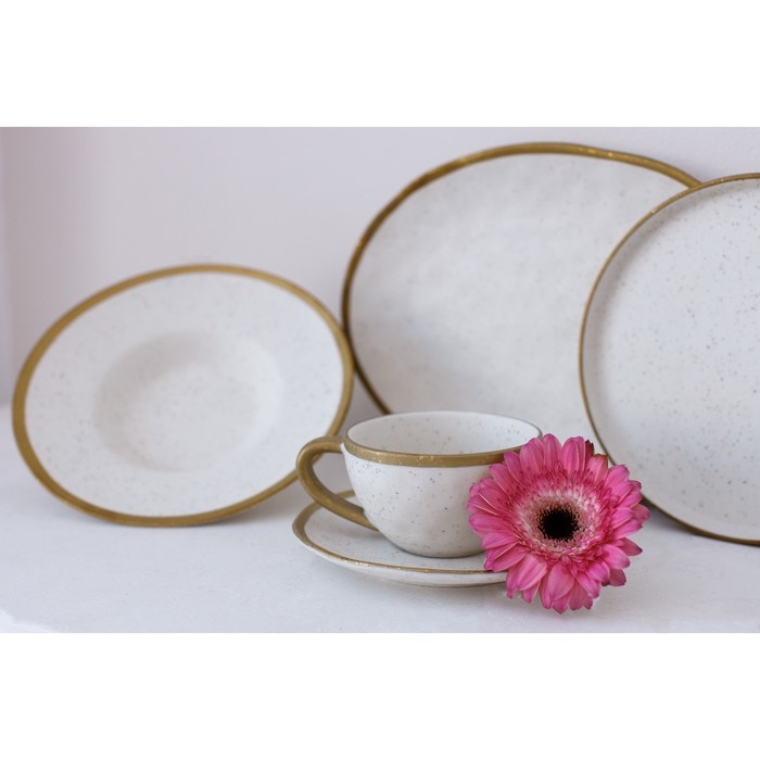 Чайная пара фарфоровая Magistro Poursephona, 2 предмета: чашка 240 мл, блюдце d=16 см, цвет белый Чайная пара фарфоровая Magistro Poursephona, 2 предмета: чашка 240 мл, блюдце d=16 см, цвет белый