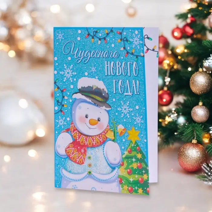Открытка «С Новым Годом!» глиттер, 18×12 см Открытка «С Новым Годом!» глиттер, 18×12 см