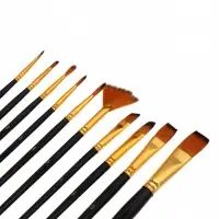 Кисти для рисования синтетика, 10 штук: № 1; 2; 3; 4; 5; 6; 8; 12; 10; 0, деревянная ручка