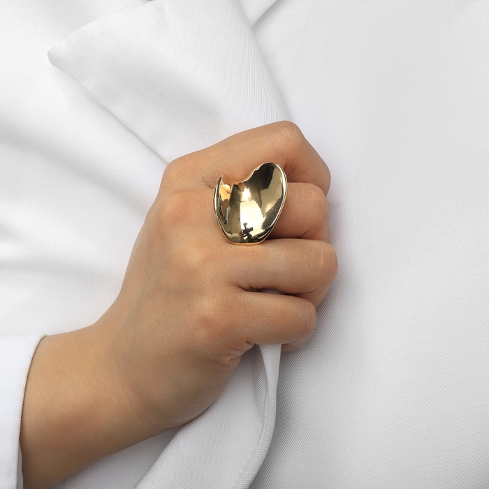 Кольцо металл «Тренд» волна, цвет золото, размер 17